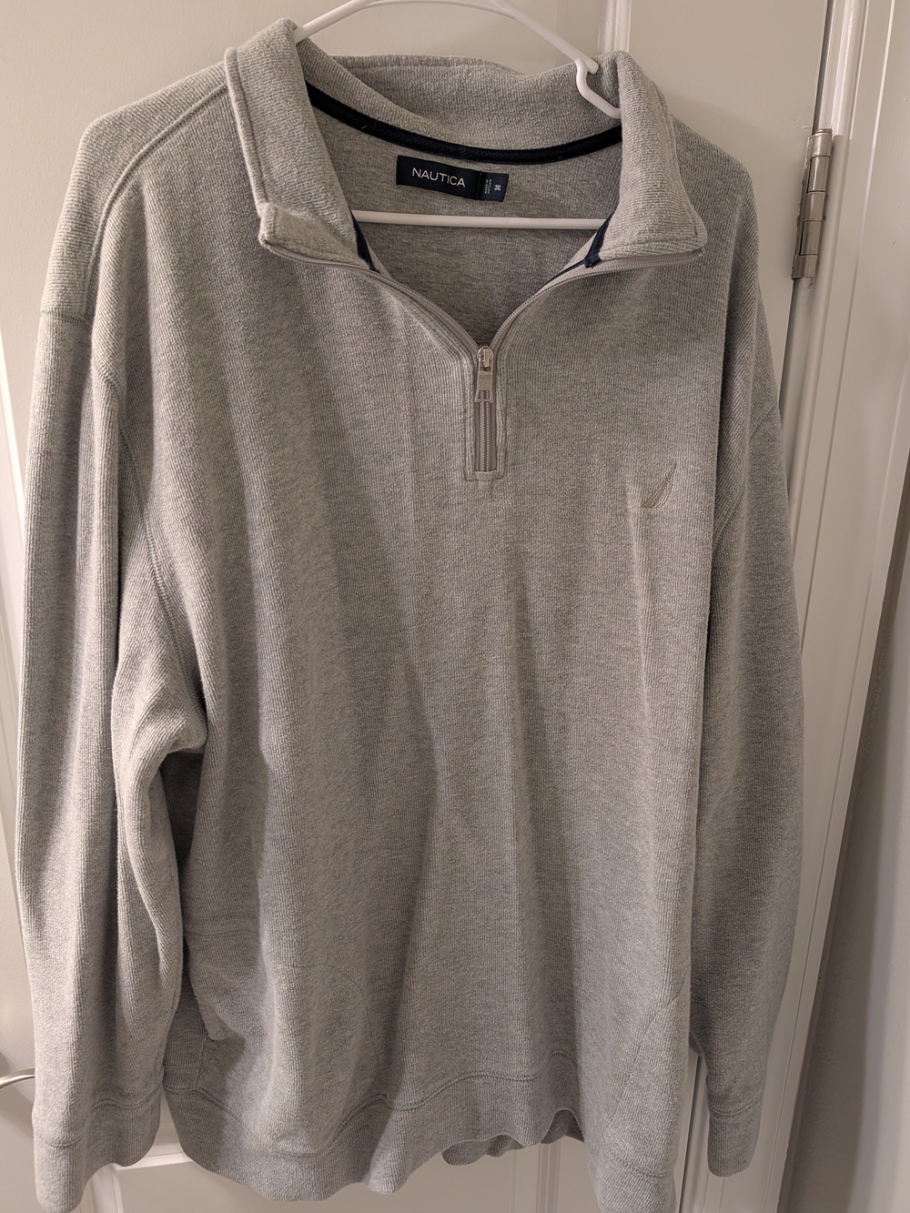 Nautica Men’s Light Gray Quarter-Zip Pullover Sweater